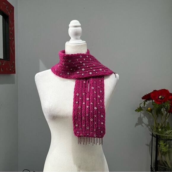 NEW Banana Republic Cashmere Hand knit Sequin Sparkle Colorful Fringe Wrap Scarf - Picture 2 of 12